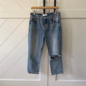 Topshop baggy cropped blue denim